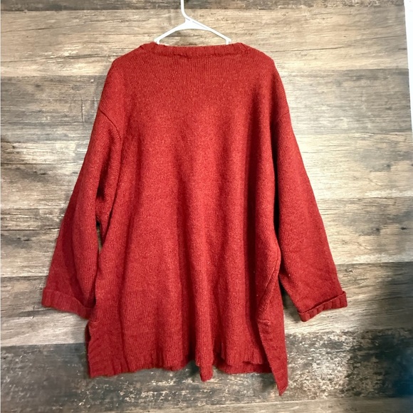 Lane Bryant Deep Red V-Neck Wool Sweater - Picture 2 of 5